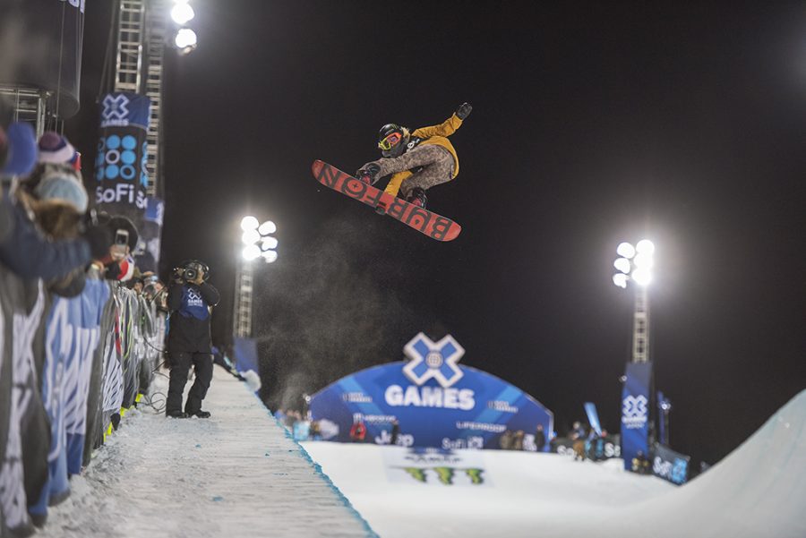 Chloe Kim from USA on her final run of Saturday when she won gold in Women’s Snowboard SuperPipe.