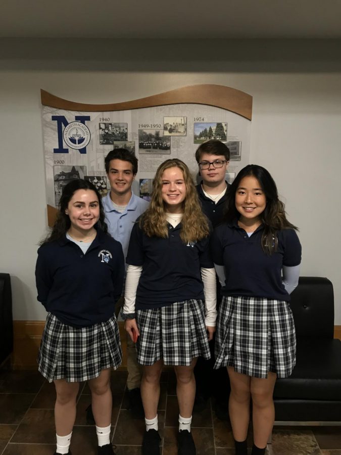 Maria Murphy, Nicholas Rozmus, Julia Olander, Connor Dempsey, and Sophia Cho 