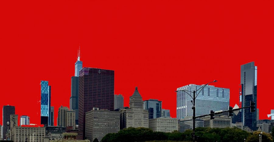 City of Chicago on September 26th, 2020 from Michigan Avenue (Photoshopped sky)