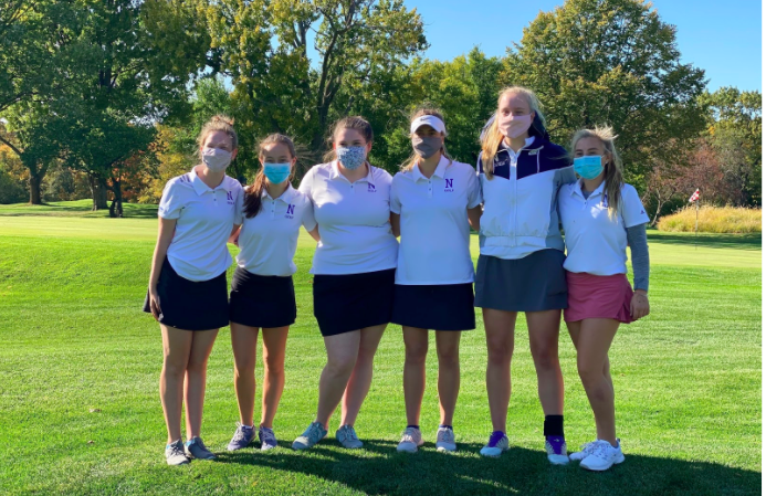 Members of the Nazareth Girls Golf Team from left to right: Megan Kornafel, Cate Vahl, Emma Akalaitis, Ivy Verburgt, Lily Verburgt, and Lydia Breslow
