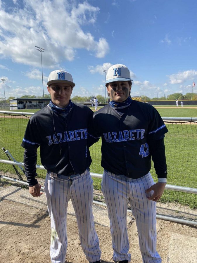 Seniors Joe and Anthony Milano on the ball field