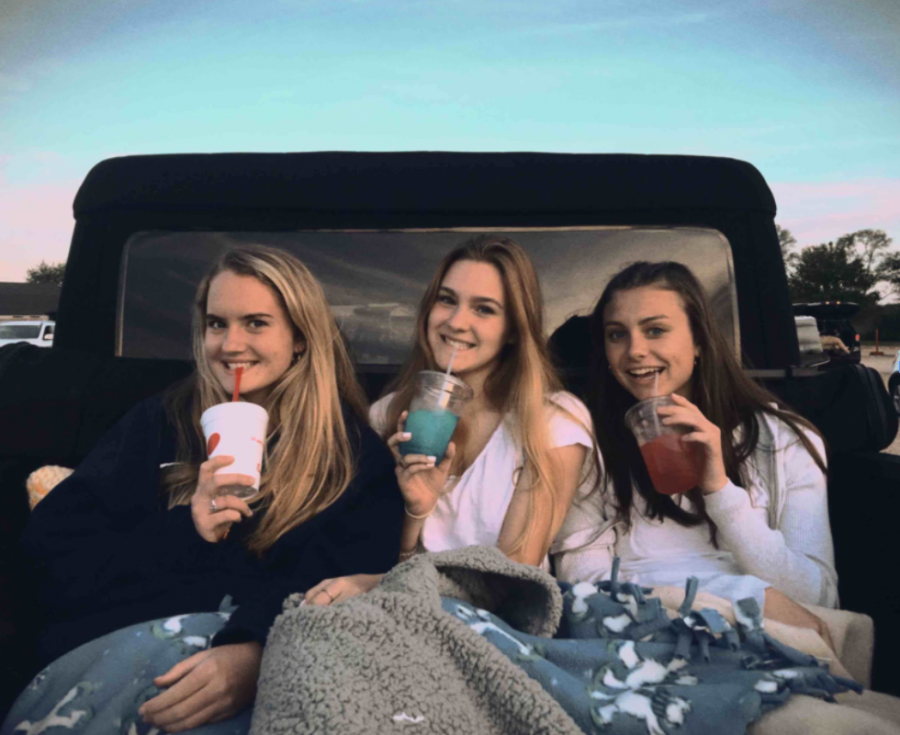 Seniors Fiona Roach, Grace McGovern and Isa Byczek at the McHenry Outdoor Theater.