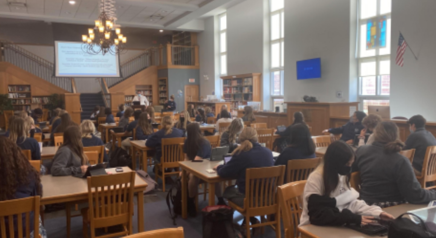 Future Healthcare Professionals Club meeting in the Media Center. 