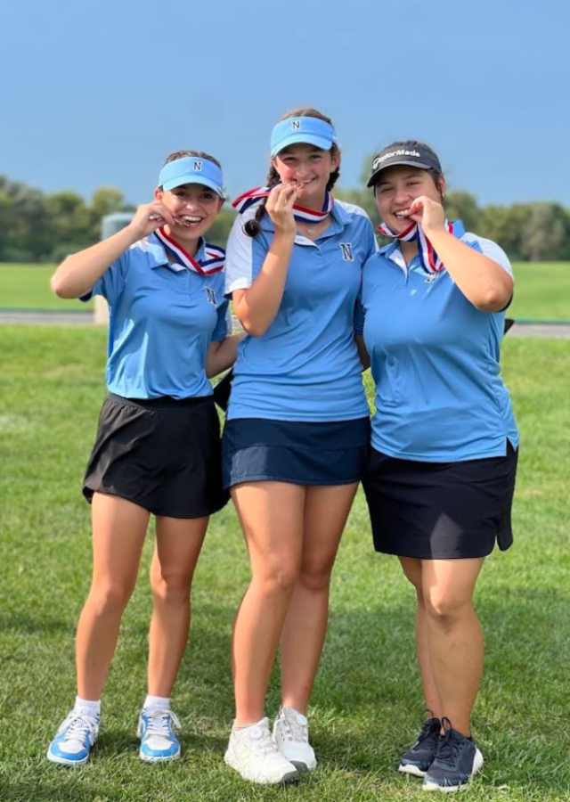 (Left to Right) Sophomore Maryssa Zielinski, Juniors Kacey Hughes and Gigi Montoro all received All-Conference Honors. 