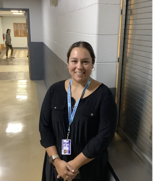 Stephanie Calderon outside the dining hall.