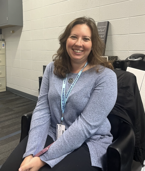 Katie McKeon in her office in Campus Ministry.