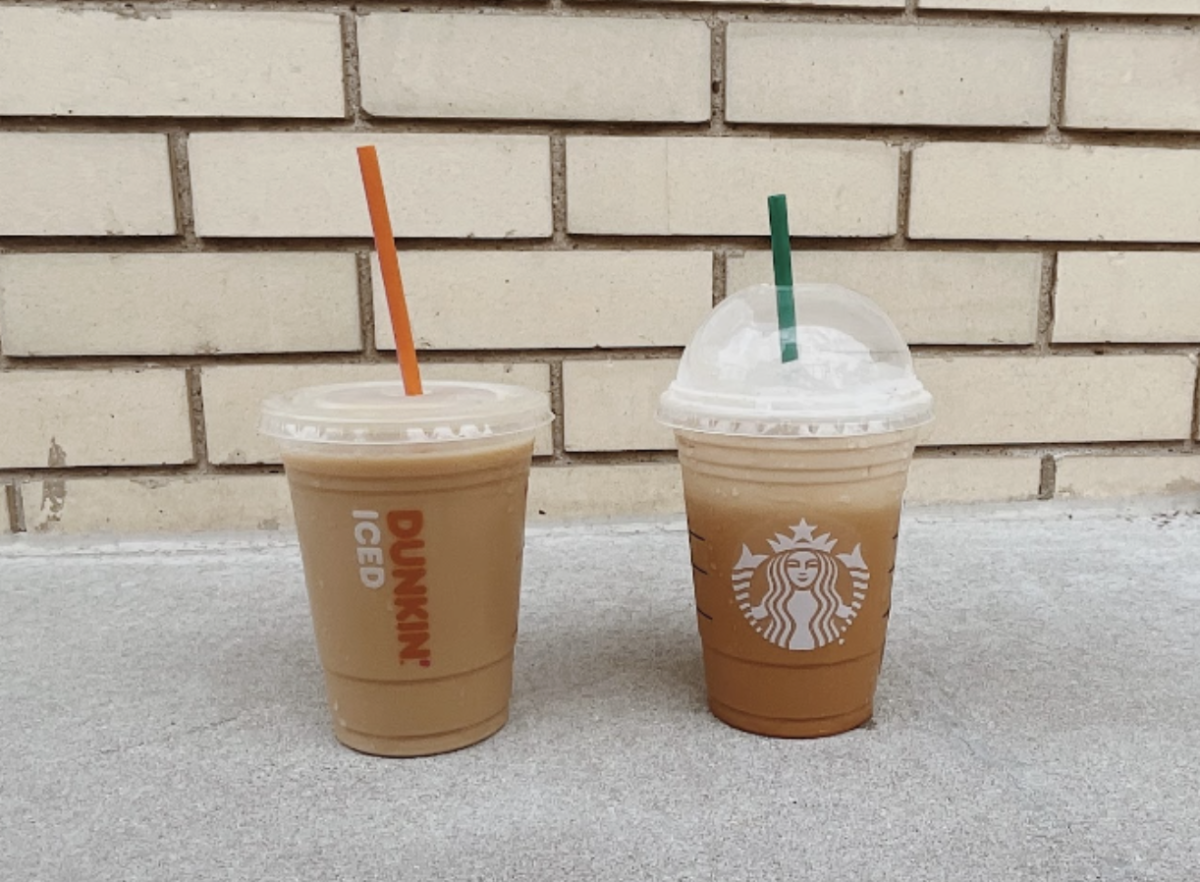 Dunkin%E2%80%99+Signature+Pumpkin+Spice+Latte+and+Starbucks+Iced+Pumpkin+Spice+Latte.