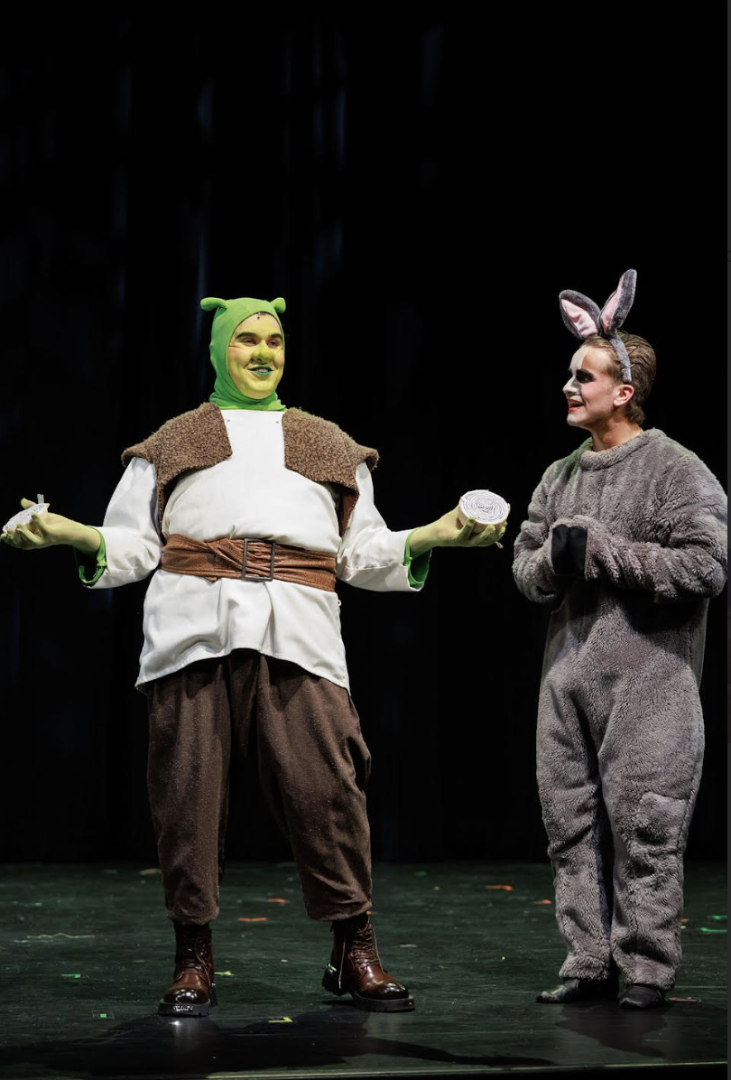 Freshman Gavin Claster as Shrek and Junior Lucas Weber as Donkey